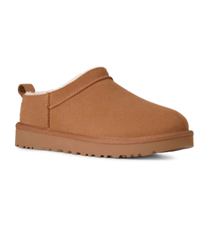 UGG® Women's Classic Micro Pull Tab Round Toe Booties - Chestnut