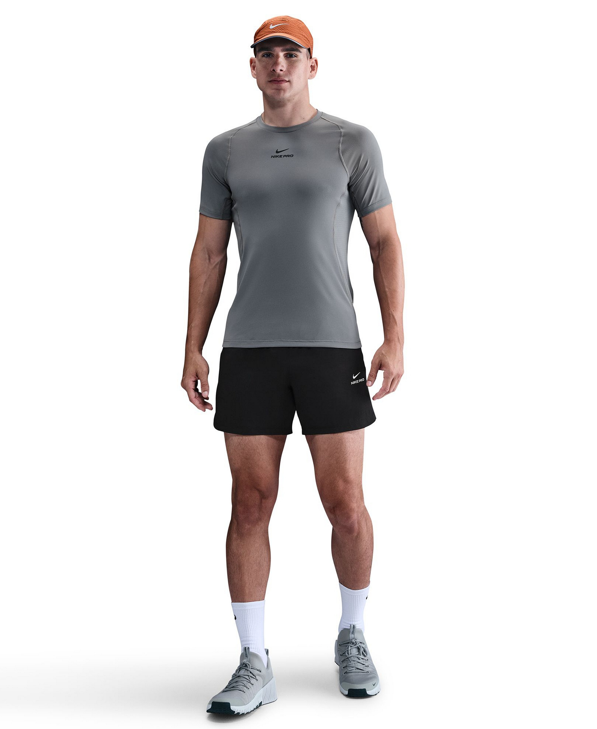Nike Men's Pro Training Dri-Fit Short-Sleeve T-Shirt - Smoke Gray/Black