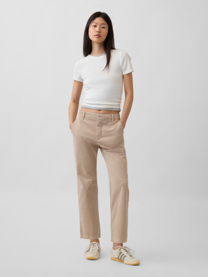Mid Rise Khakis - Wicker tan