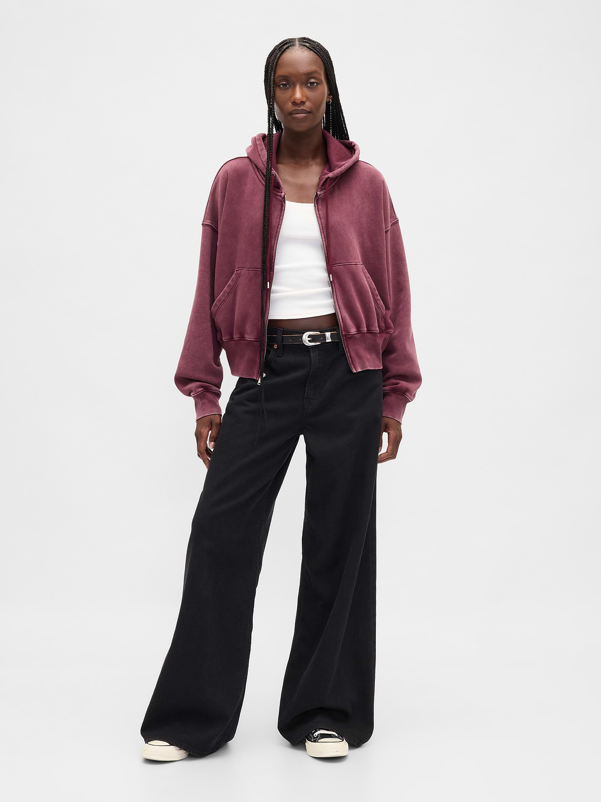 VintageSoft Wedge Zip Hoodie - Tuscan red wash