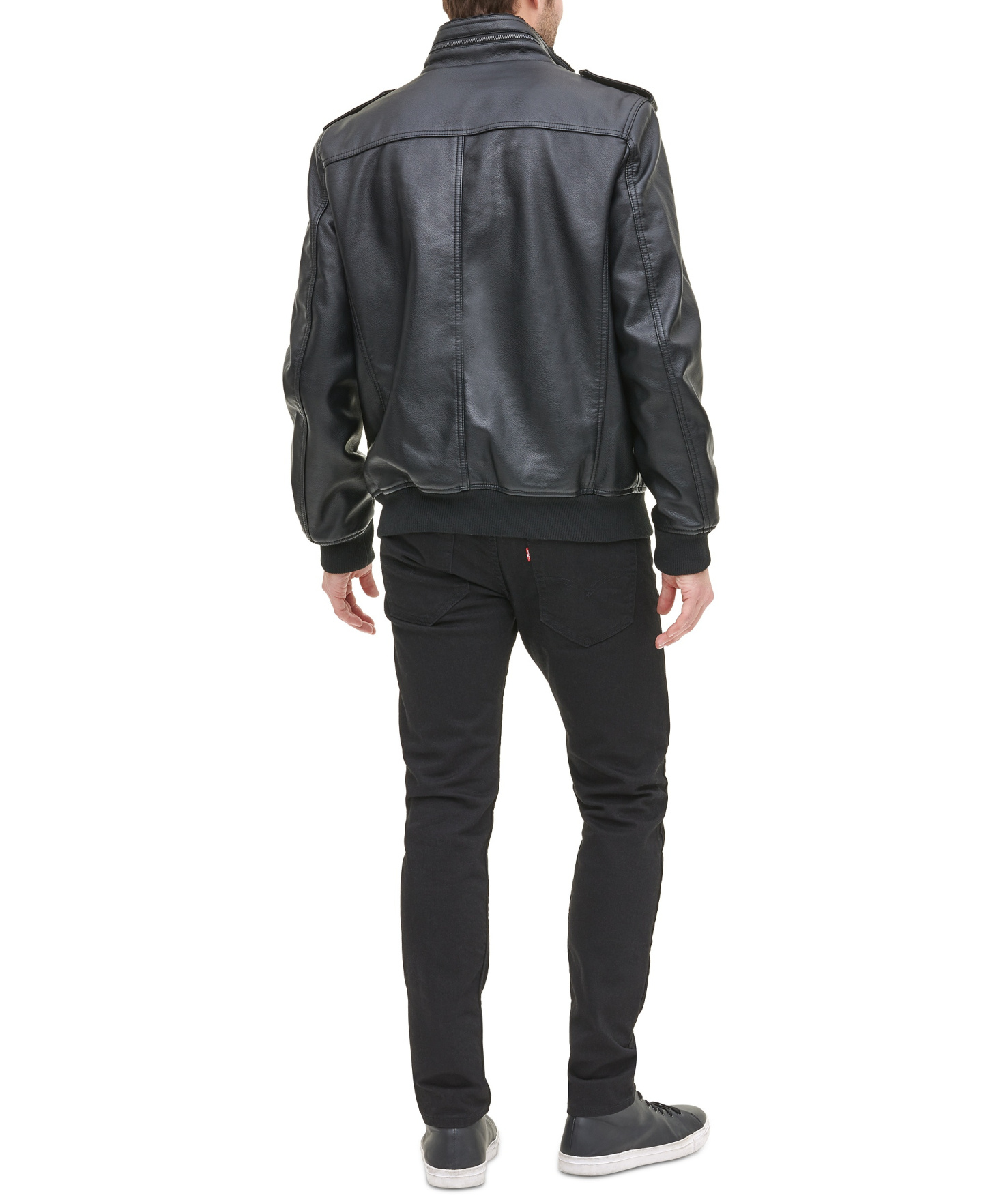 Levi's Men's Sherpa Lined Faux Leather Aviator Bomber - Black