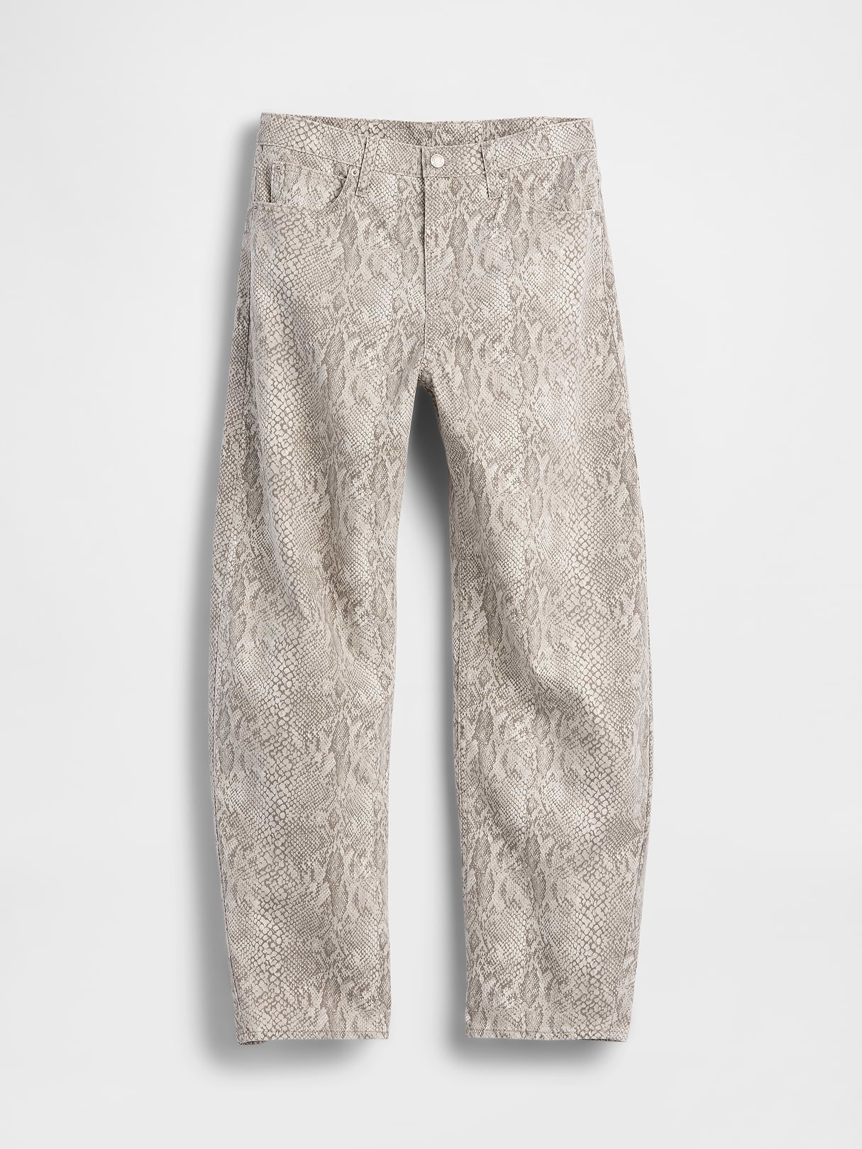 High Rise Barrel Cargo Jeans - Snake print