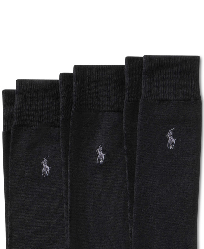 Polo Ralph Lauren Men's Supersoft Dress Socks, 3-Pack - Black