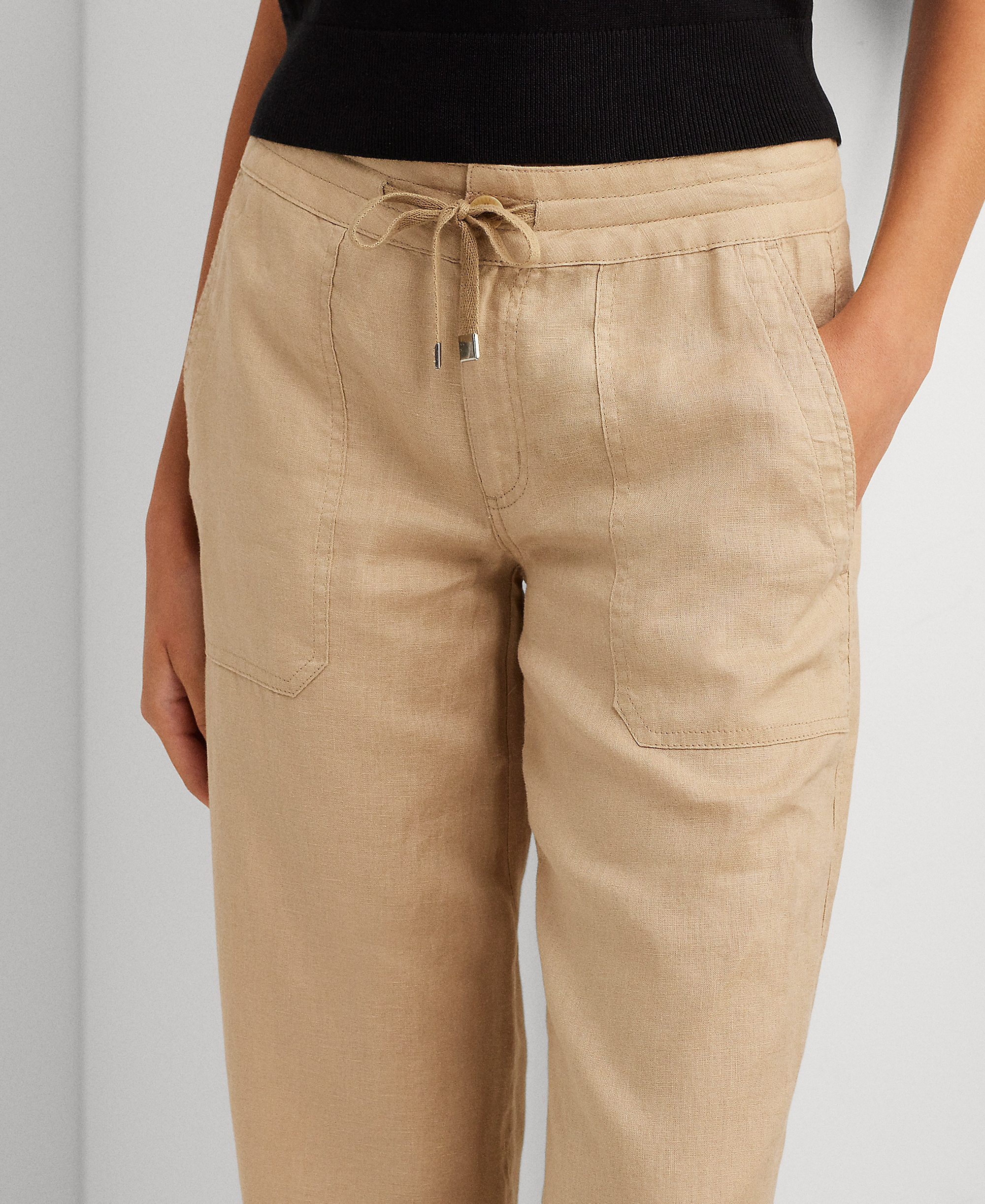 Lauren Ralph Lauren Women's Wide-Leg Linen Pants - Birch Tan
