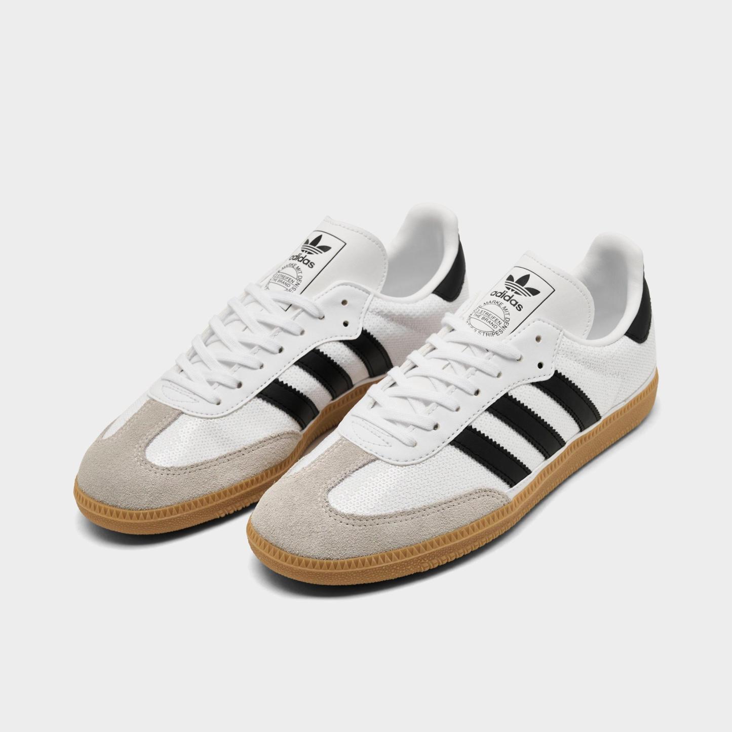 Big Kids' adidas Originals Samba OG Casual Shoes - Part 1 - Footwear White/Core Black/Grey One - Both shoes facing left