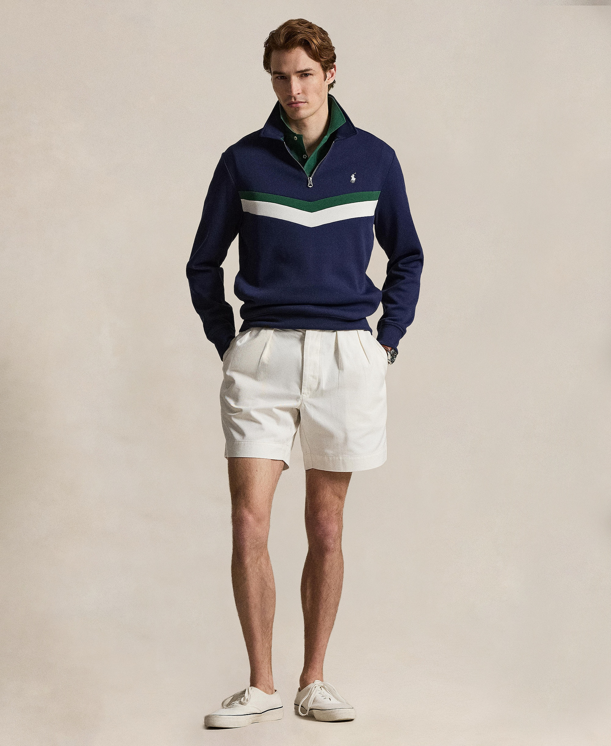 Polo Ralph Lauren Men's Double-Knit Quarter-Zip Sweatshirt - Newpot Navy