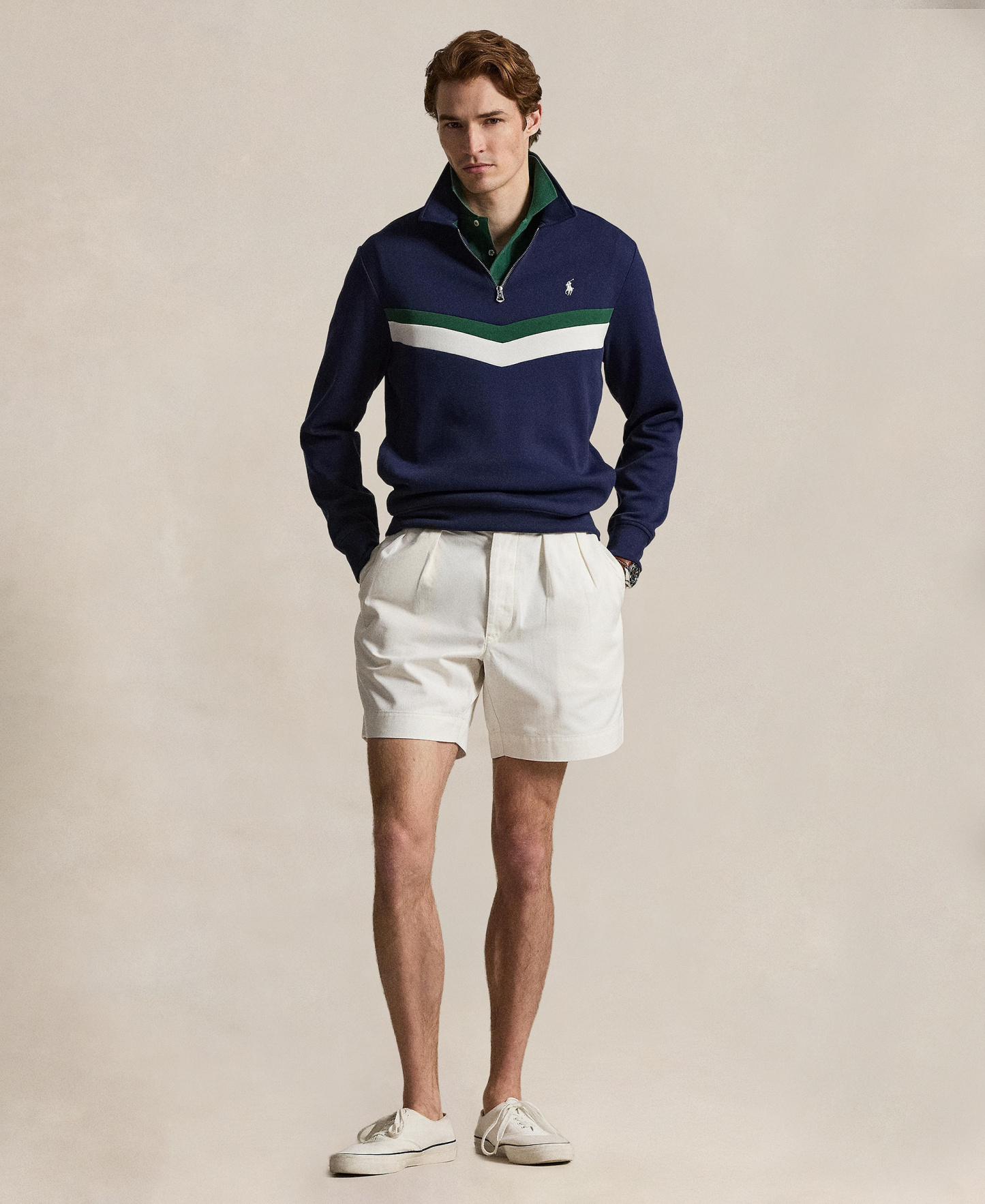 Polo Ralph Lauren Men's Double-Knit Quarter-Zip Sweatshirt - Newpot Navy