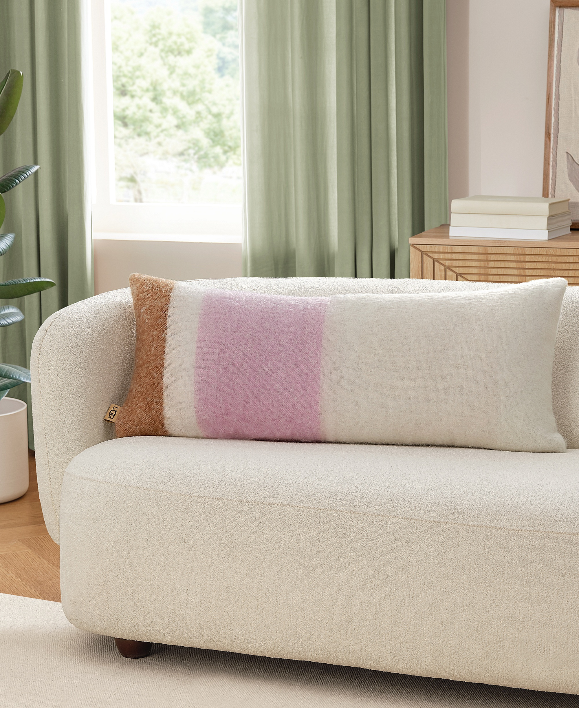 UGG® Simona Faux Mohair Bolster Decorative Pillow, 14" x 36" - Rosetta Stripe