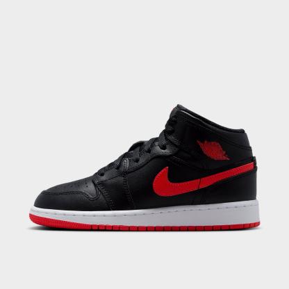 Big Kids' Air Jordan Retro 1 Mid Casual Shoes - Black/White/University Red - view 1
