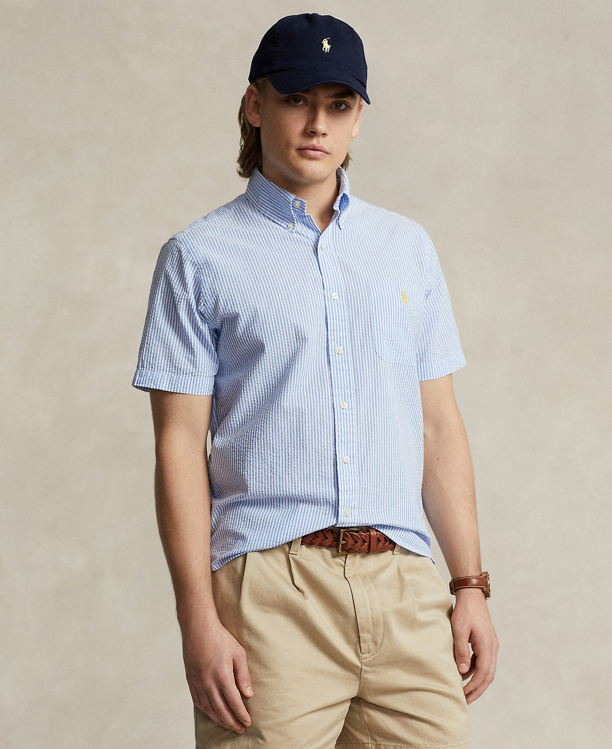 Polo Ralph Lauren Men's RL Prepster Classic-Fit Seersucker Shirt - Blue/White
