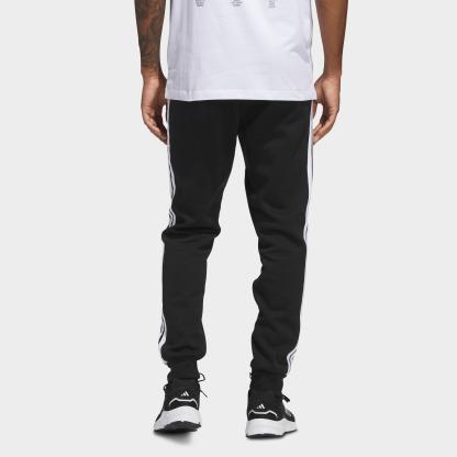 Men's adidas Essentials 3-Stripes Fleece Jogger Pants - Black/White