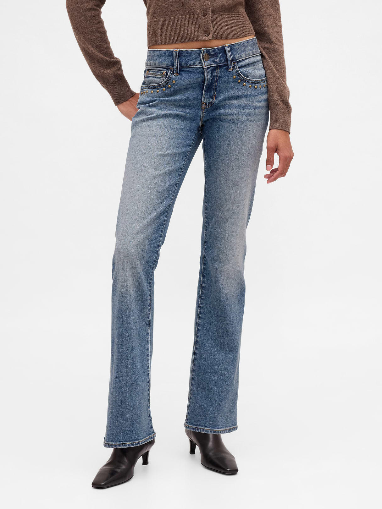 Low Rise Long & Lean Split-Hem Jeans - Medium indigo