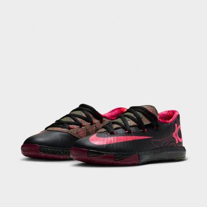 Little Kids' Nithtke KD 6 Basketball Shoes - Black/Atomic Red/Medium Olive/Noble Red - Both shoes facing left