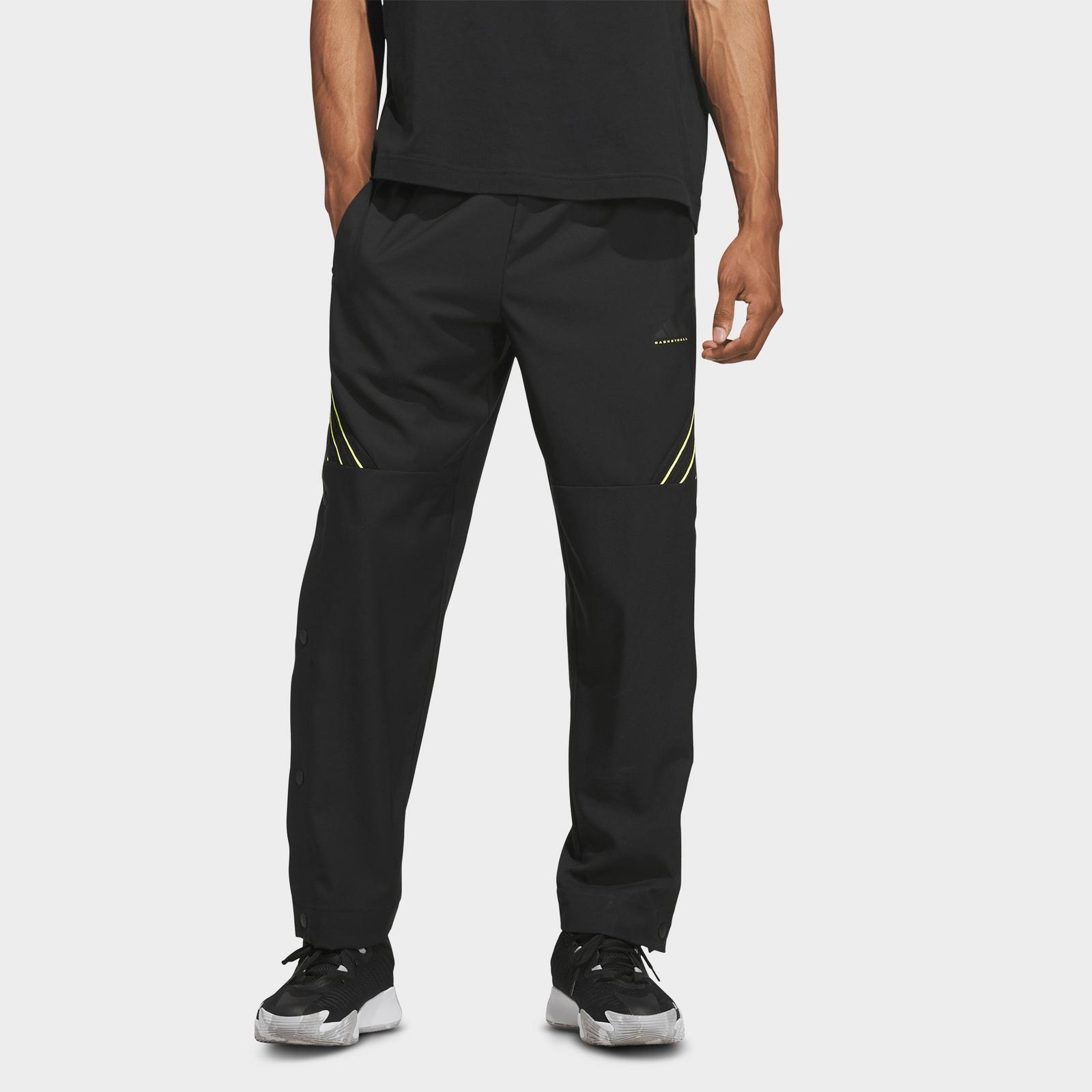 Men's adidas Crazy Lite Woven Basketball Pants - Black/Solar Lemon - view 1