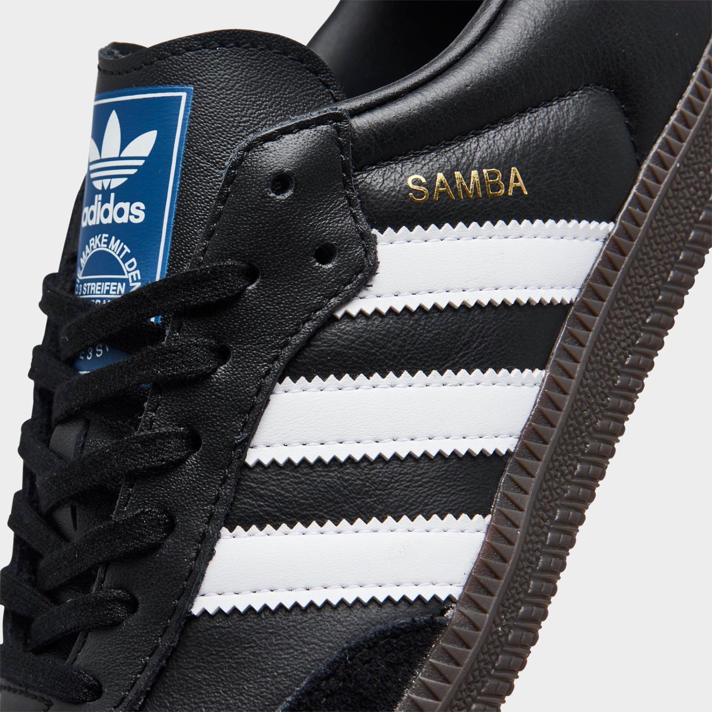 Big Kids' adidas Originals Samba OG Casual Shoes - Part 2 - Core Black/Footwear White/Gum - Detail shot