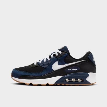 Men's Nithtke Air Max 90 Casual Shoes - Part 3 - Midnight Navy/White/Black/Gum Med Brown - Left shoe facing left. Outside of the shoe.