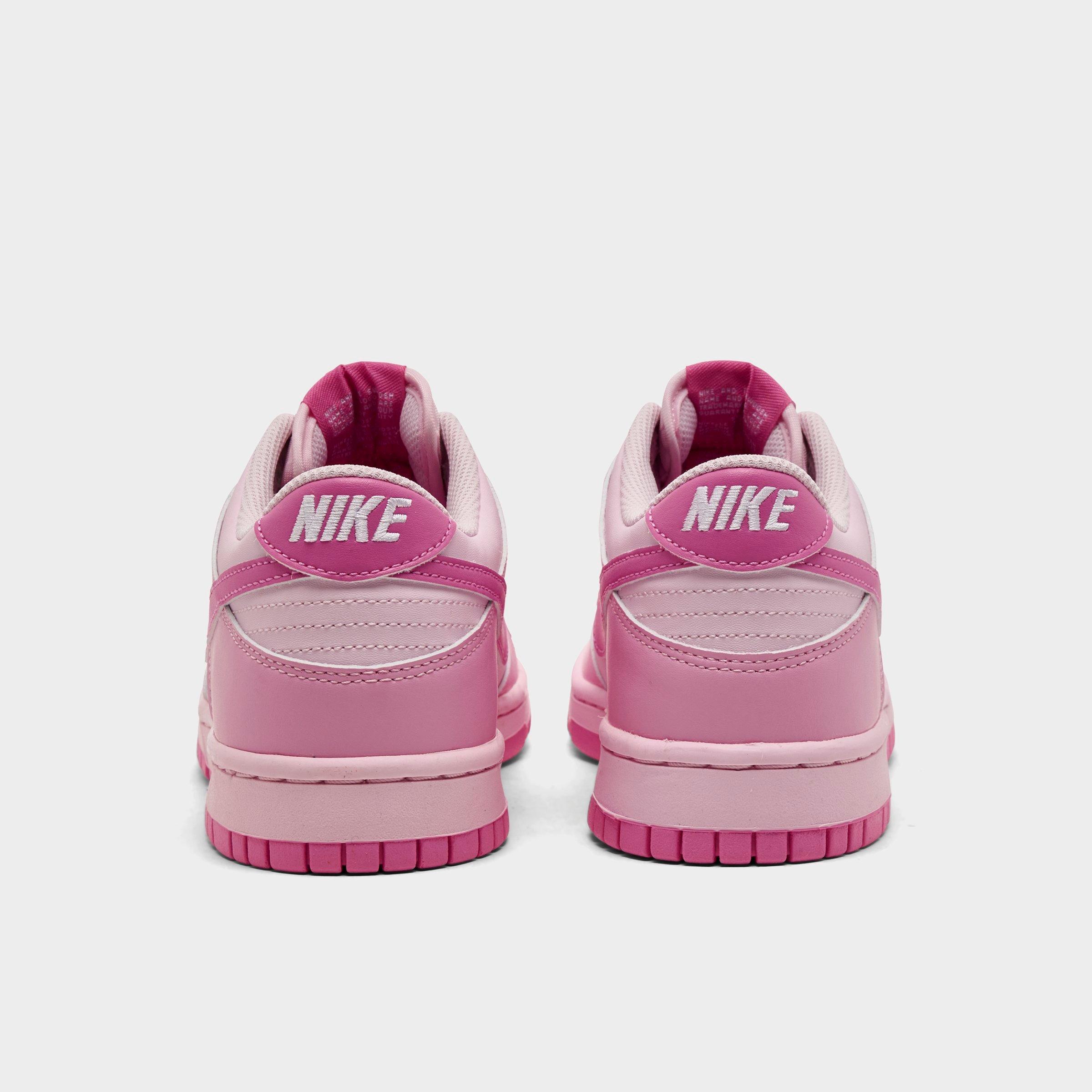 Big Kids' Nithtke Dunk Low Casual Shoes - Part 1 - Pink Rise/Pink Foam/White/Playful Pink - Back view