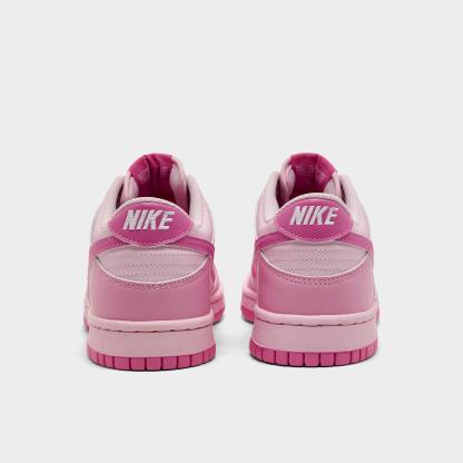 Big Kids' Nithtke Dunk Low Casual Shoes - Part 1 - Pink Rise/Pink Foam/White/Playful Pink - Back view