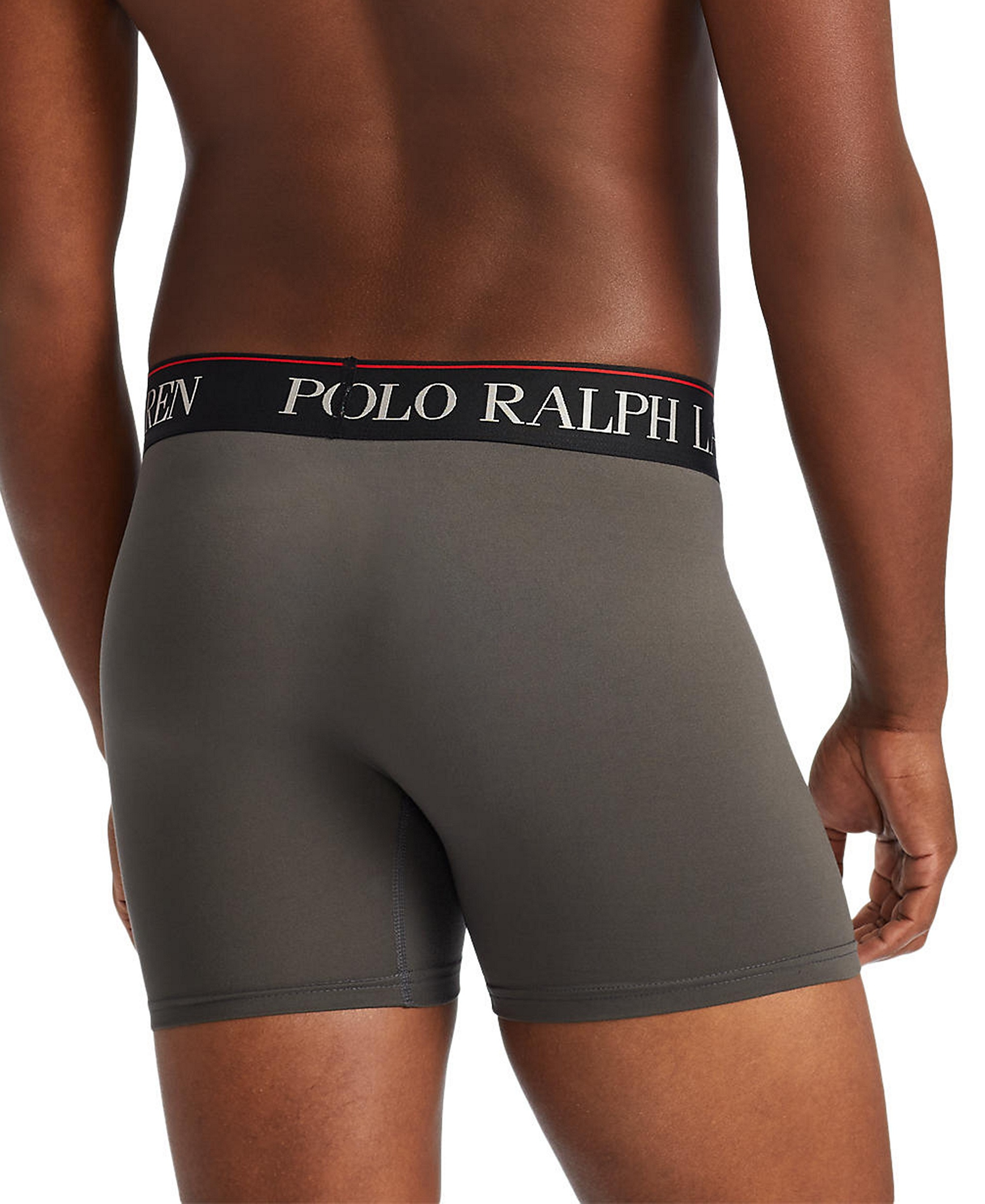 Polo Ralph Lauren Men's 3-Pack 4-D Flex Cool Microfiber Boxer Briefs - Charcoal /Red / Polo Black