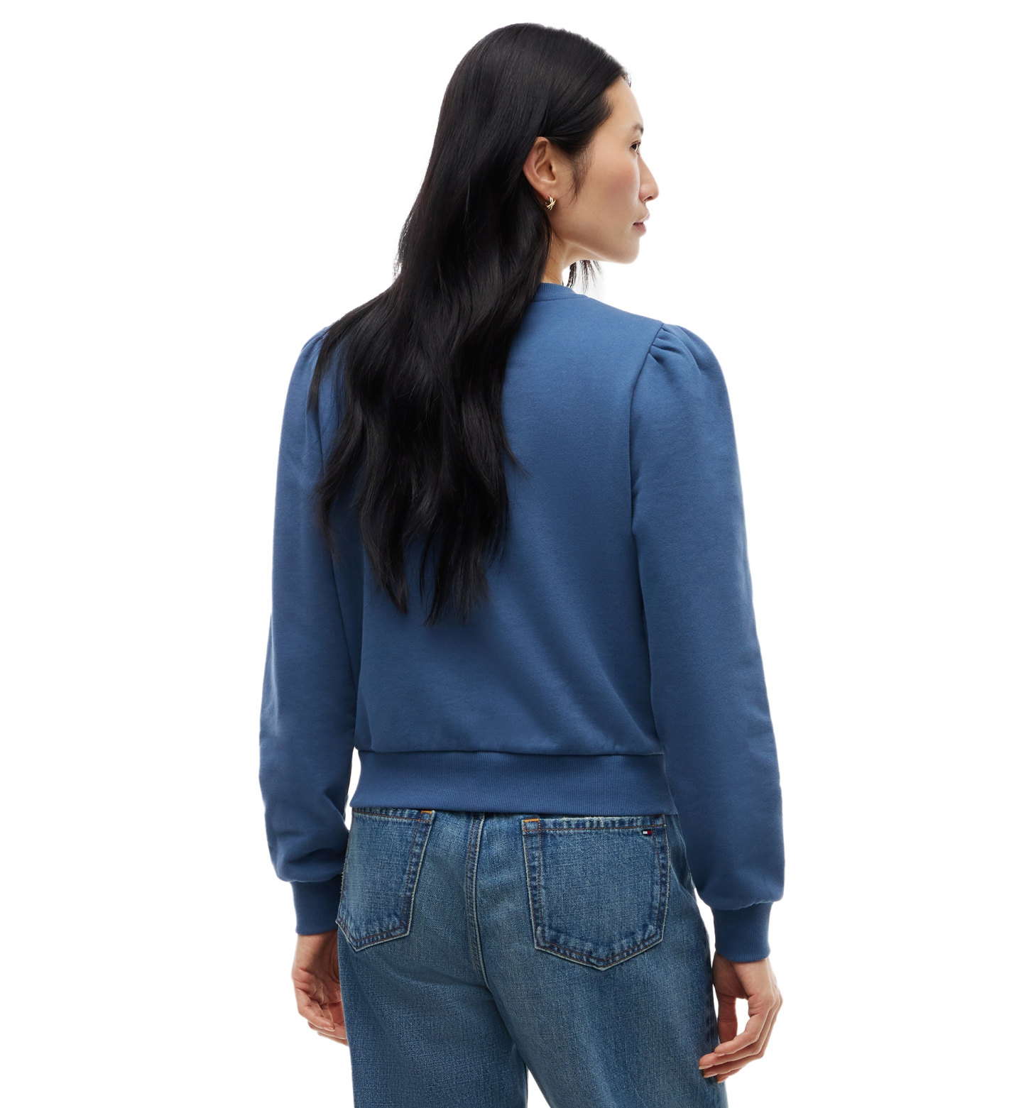 Tommy Hilfiger Women's Puff-Sleeve Script Sweatshirt - Aegean Sea