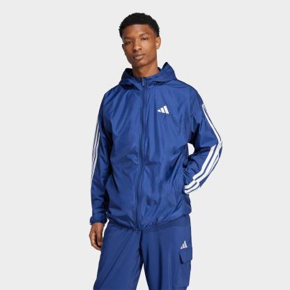 Men's adidas Essentials 3-Stripes Full-Zip Windbreaker Jacket - Dark Blue/White