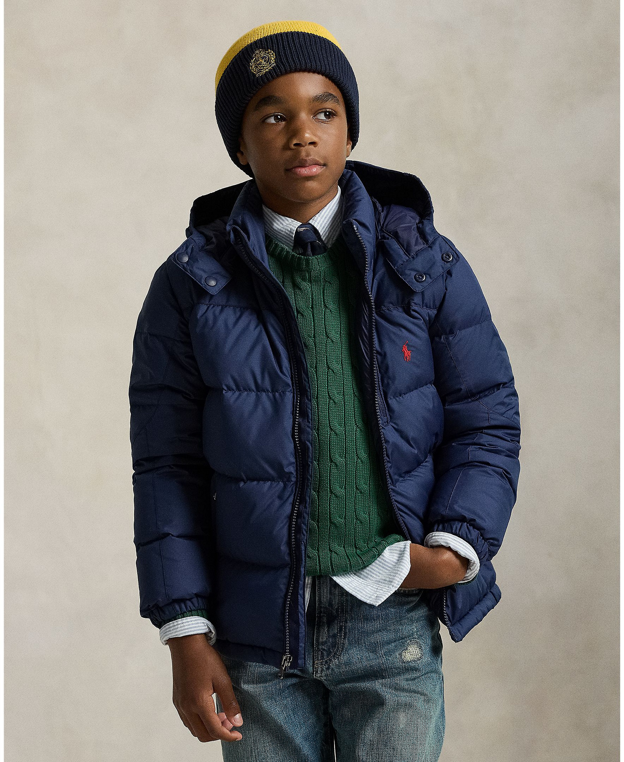 Polo Ralph Lauren Big Boys Ripstop Down Hooded Jacket - Newport Navy