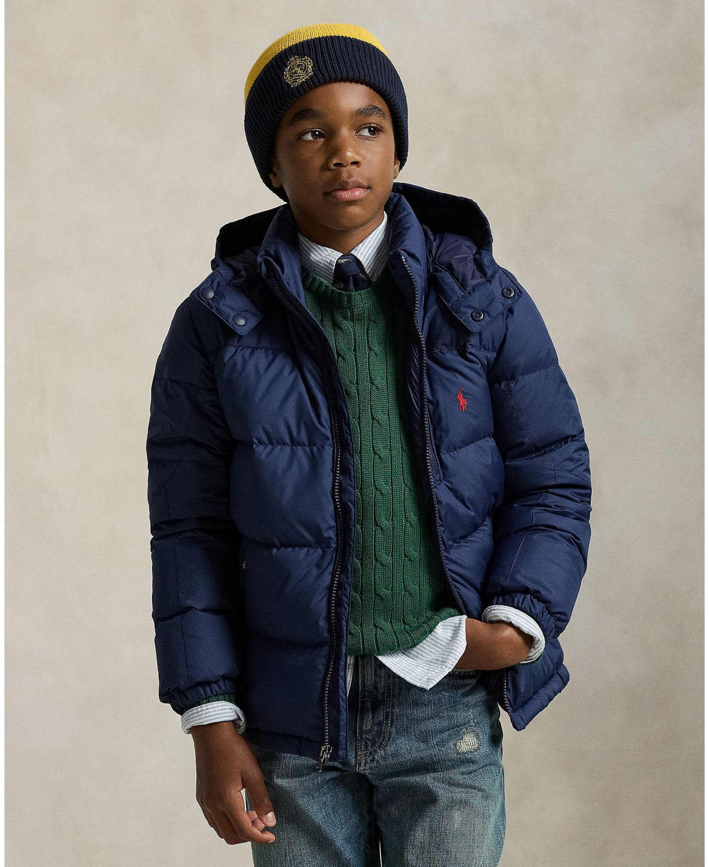 Polo Ralph Lauren Big Boys Ripstop Down Hooded Jacket - Newport Navy