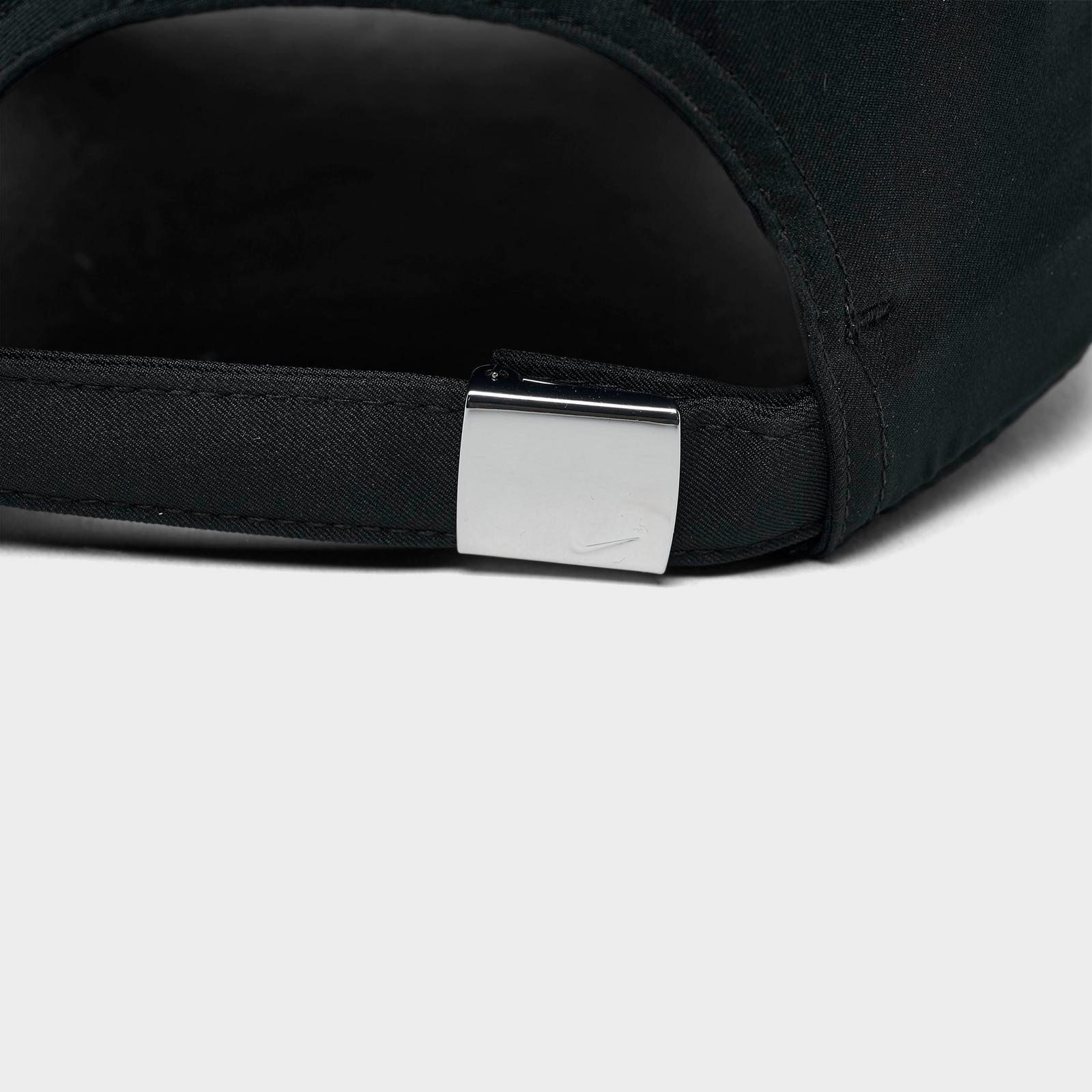 Nike Dri-FIT Club Unstructured Metal Swoosh Strapback Hat - Black/Silver