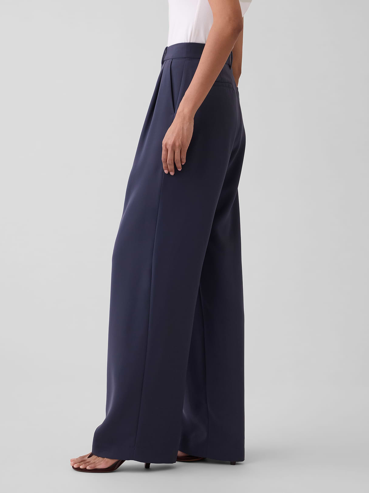 365 High Rise Pleated Trousers - Blue slate