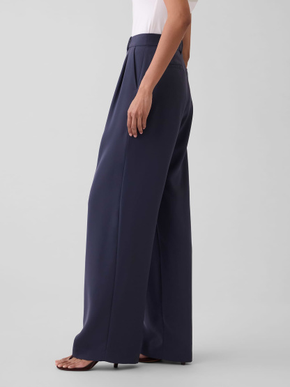 365 High Rise Pleated Trousers - Blue slate