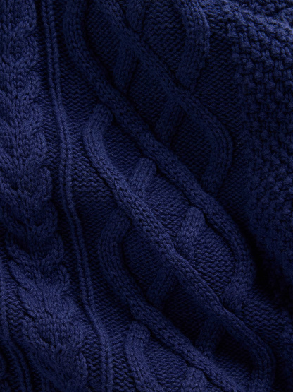 100% Cotton Cable-Knit Oversized Sweater - Navy blue uniform