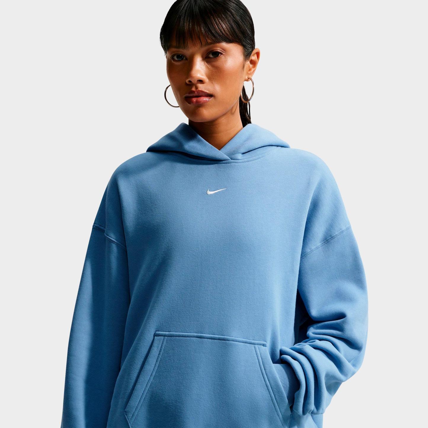 Women's Nithtke Studio Fleece Medium-Weight Camo Oversized Pullover Hoodie - Work Blue/Sail