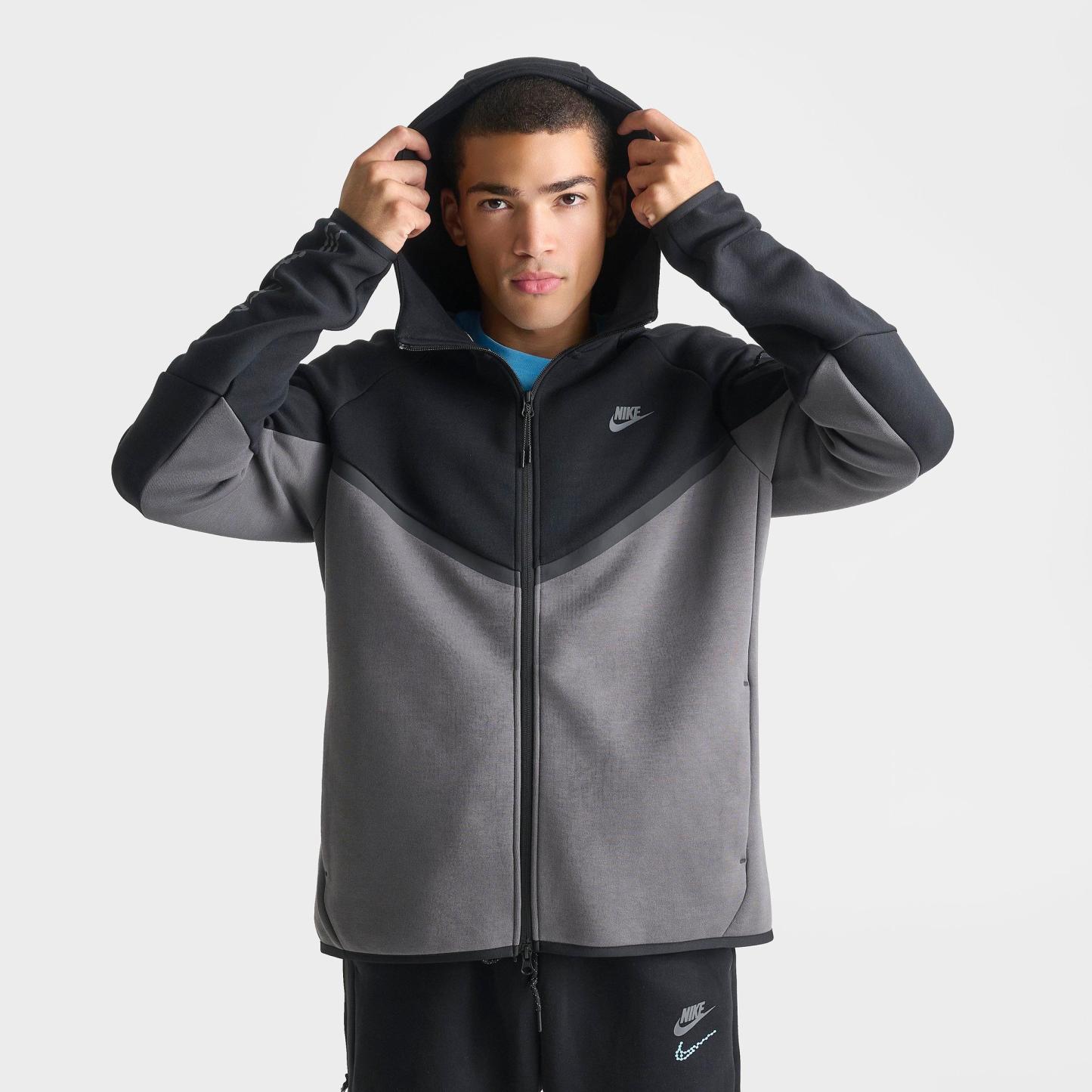 Men's Nithtke Tech Fleece Windrunner Digital Graphic Full-Zip Hoodie - Black/Iron Grey
