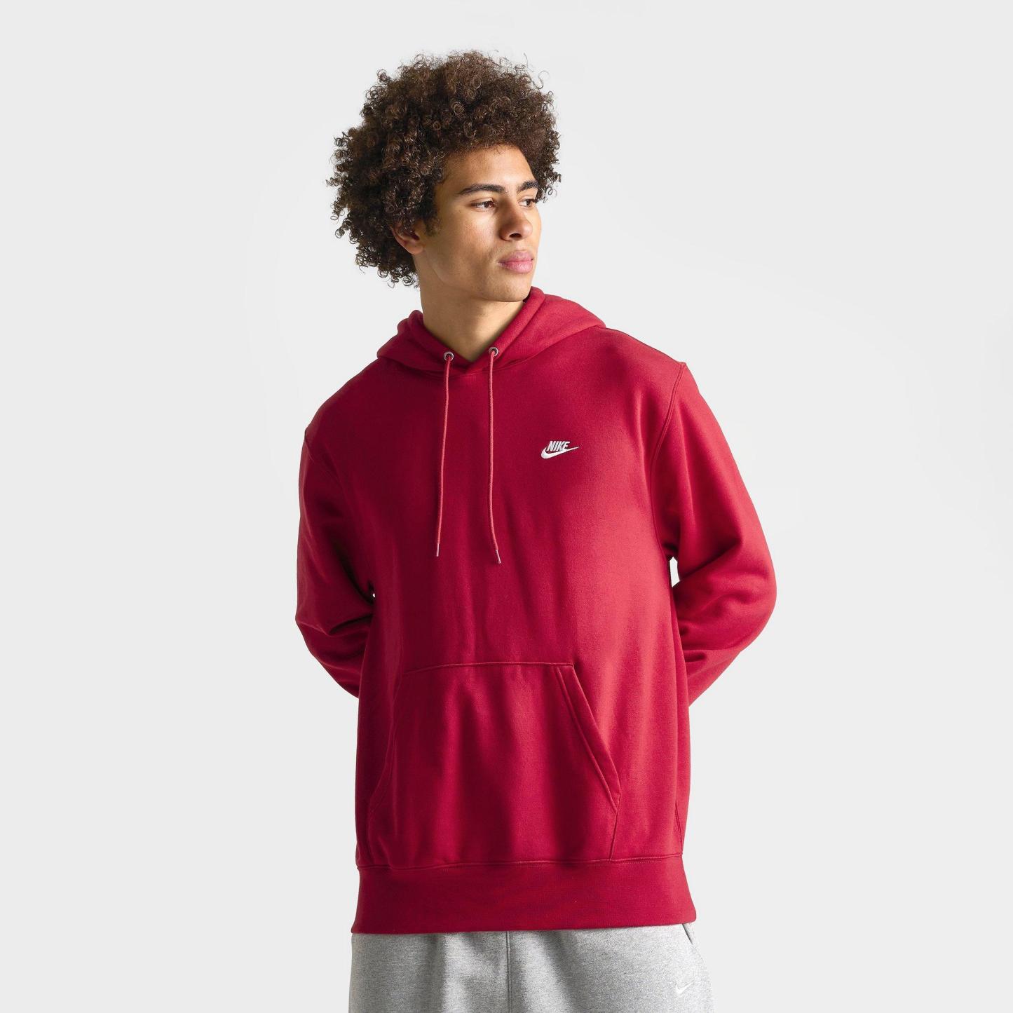Men's Nithtke Club Fleece Premium Embroidered Pullover Hoodie - Part 1 - Tough Red/Tough Red/White