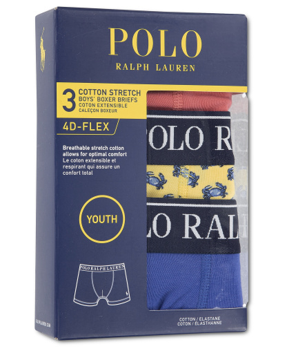 Polo Ralph Lauren Boys' 8-20 Cotton Stretch Boxer Briefs, 3-Pack - Minion Yellow