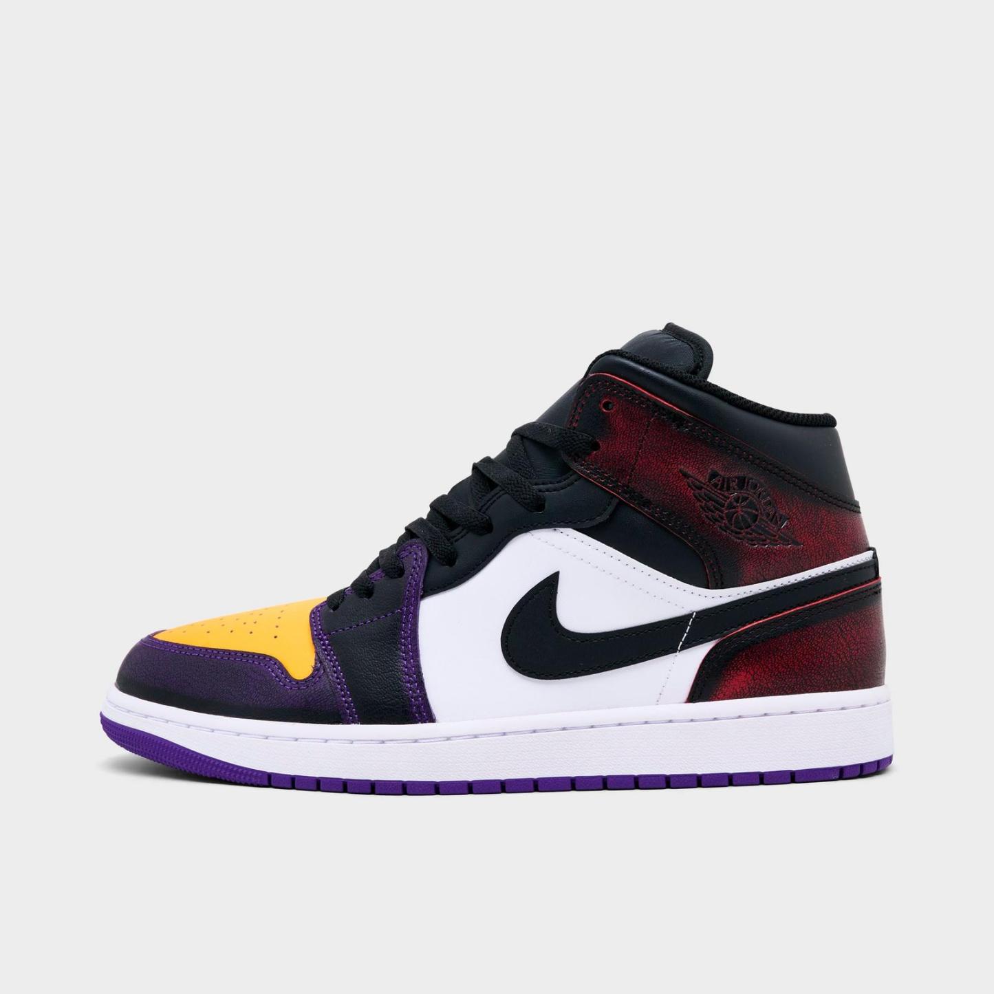 Men's Air Jordan Retro 1 Mid SE Casual Shoes - True Red/White/Court Purple/Black - view 1