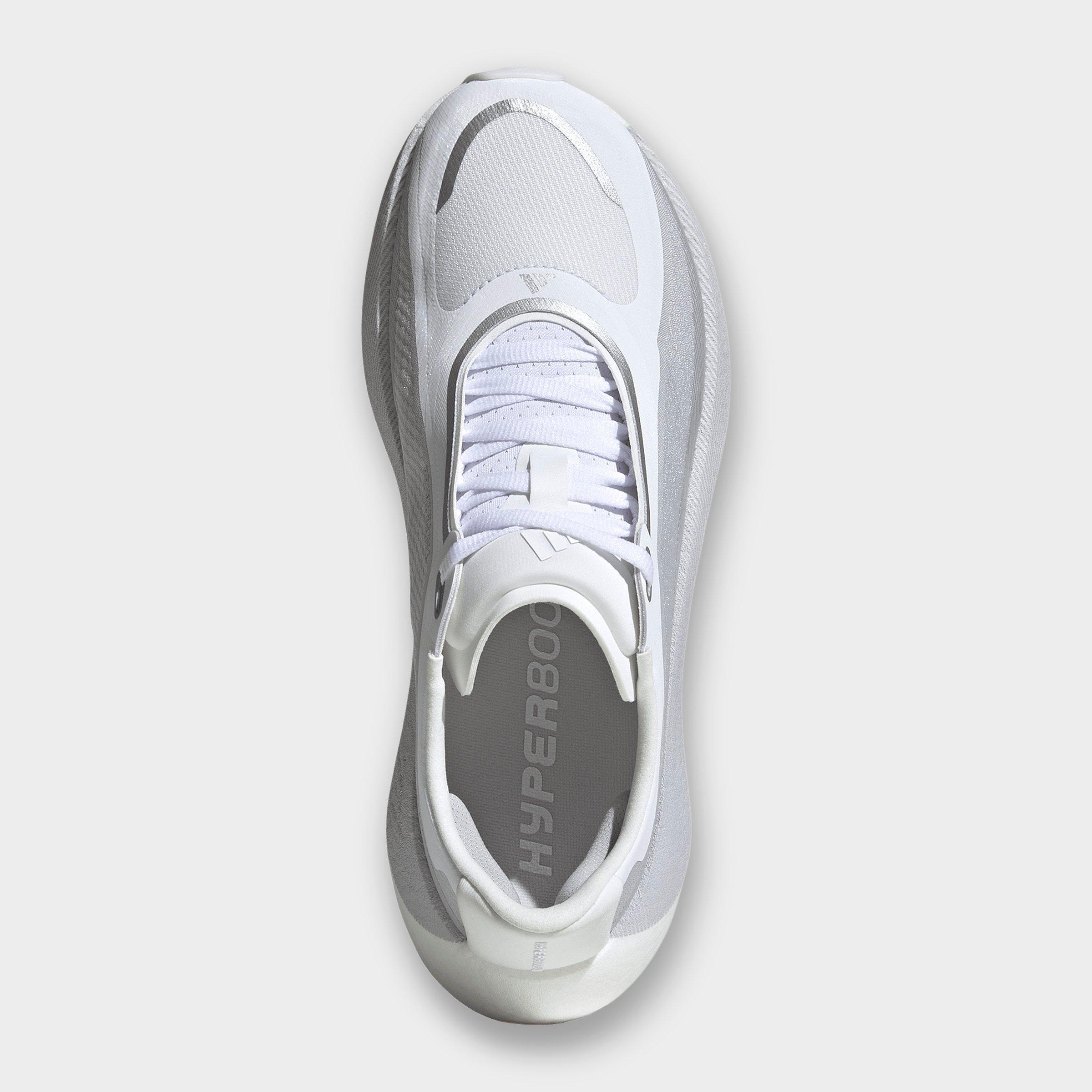 Women's adidas Hyperboost Edge Running Shoes - Part 1 - Cloud White/Light Solid Grey/Silver Metallic - Top view