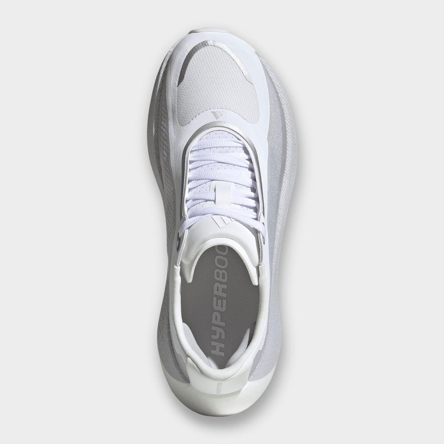 Women's adidas Hyperboost Edge Running Shoes - Part 1 - Cloud White/Light Solid Grey/Silver Metallic - Top view