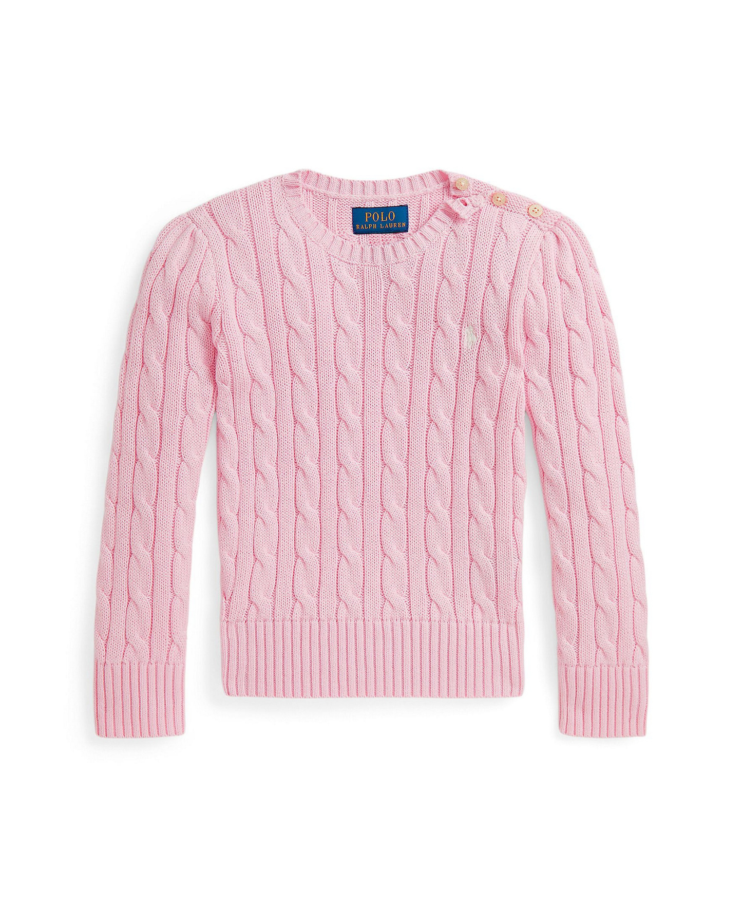 Polo Ralph Lauren Girls' 7-16 Cable-Knit Long Sleeves Sweater - Hint of Pink, Nevis