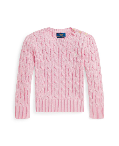 Polo Ralph Lauren Girls' 7-16 Cable-Knit Long Sleeves Sweater - Hint of Pink, Nevis