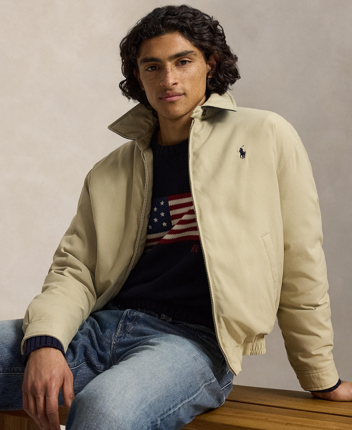 Polo Ralph Lauren Men's Insulated Twill Bomber Water-Resistant Jacket - Khaki Uniform