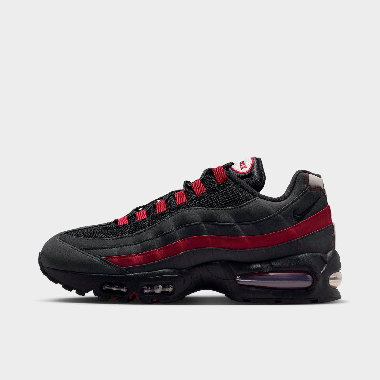 Men's Nithtke Air Max 95 Big Bubble Scorpion Casual Shoes - Part 1 - Black/Team Crimson/Wolf Grey/Black - Left shoe facing left. Outside of the shoe.