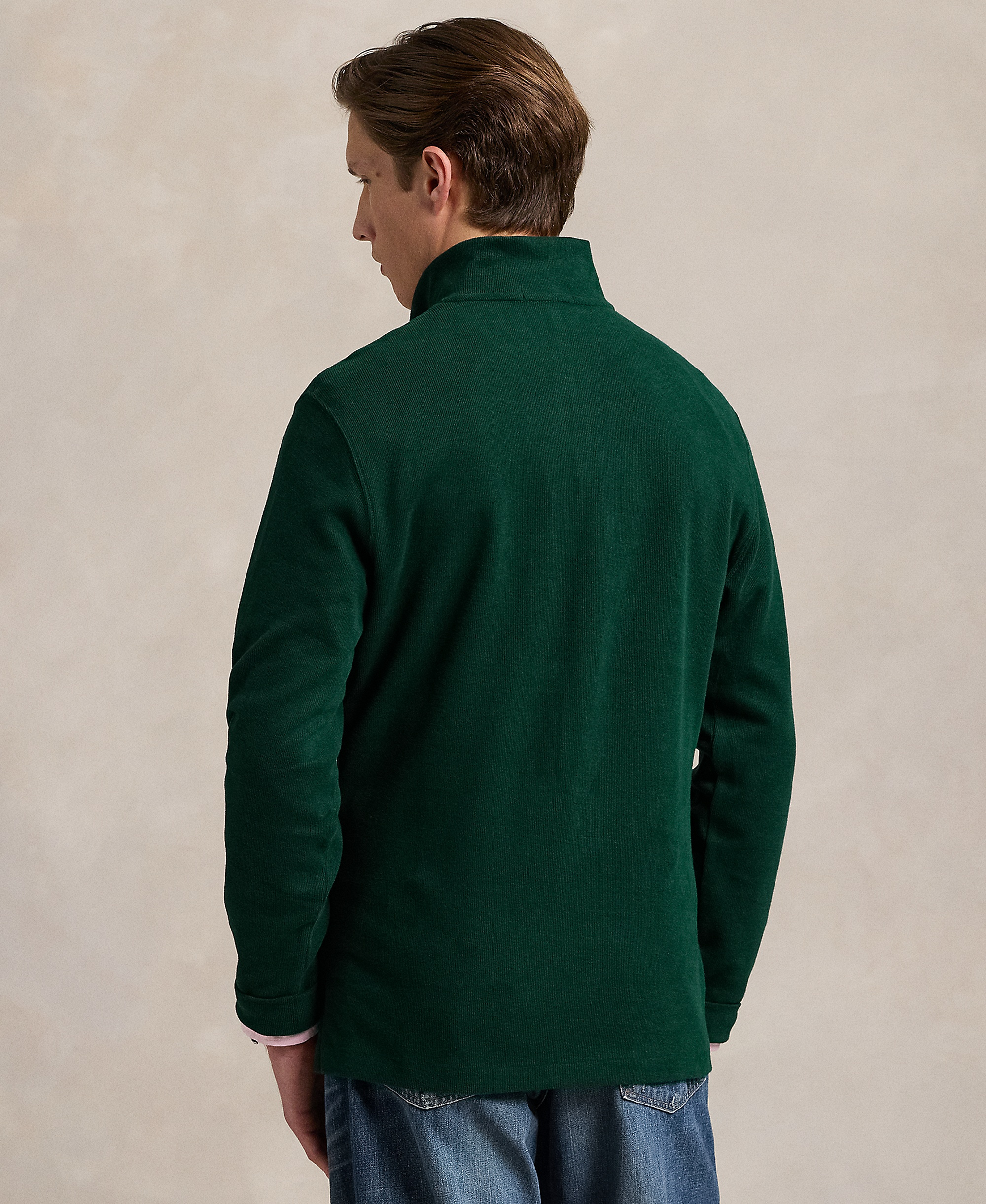 Polo Ralph Lauren Men's Estate-Rib Cotton Quarter-Zip Sweater - Moss Agate