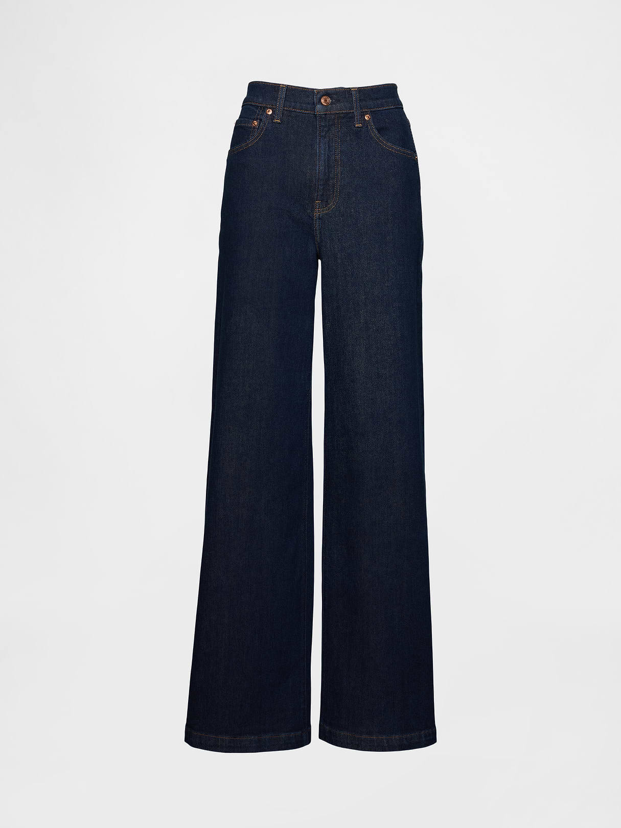High Rise Stride Cuffed Wide-Leg Jeans - Dark blue indigo