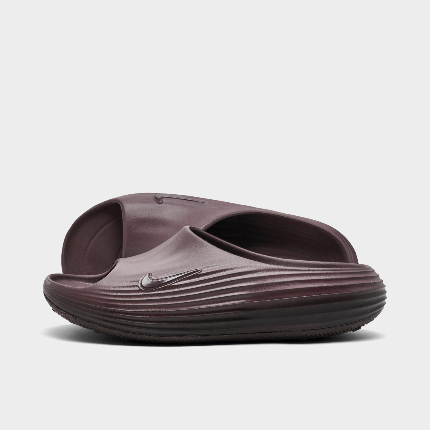 Women's Nithtke ReactX Rejuven8 Slide Sandals - Tattoo/Burgundy Crush - Left shoe facing left. Outside of the shoe.
