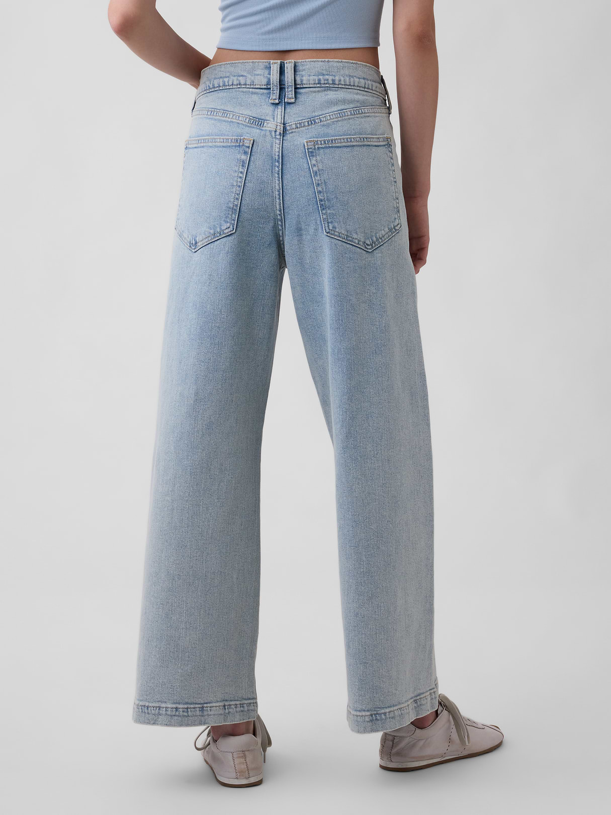 High Rise Stride Wide-Leg Ankle Jeans - Light indigo