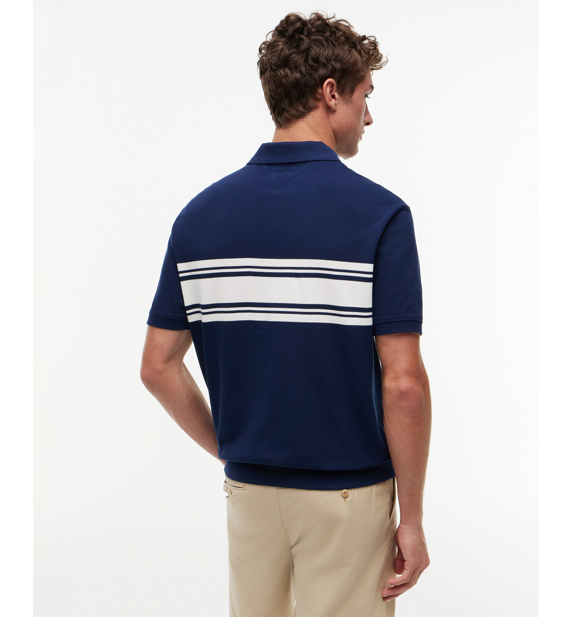 Tommy Hilfiger Men's Placed Breton Stripe Polo Shirt - Carbon Navy