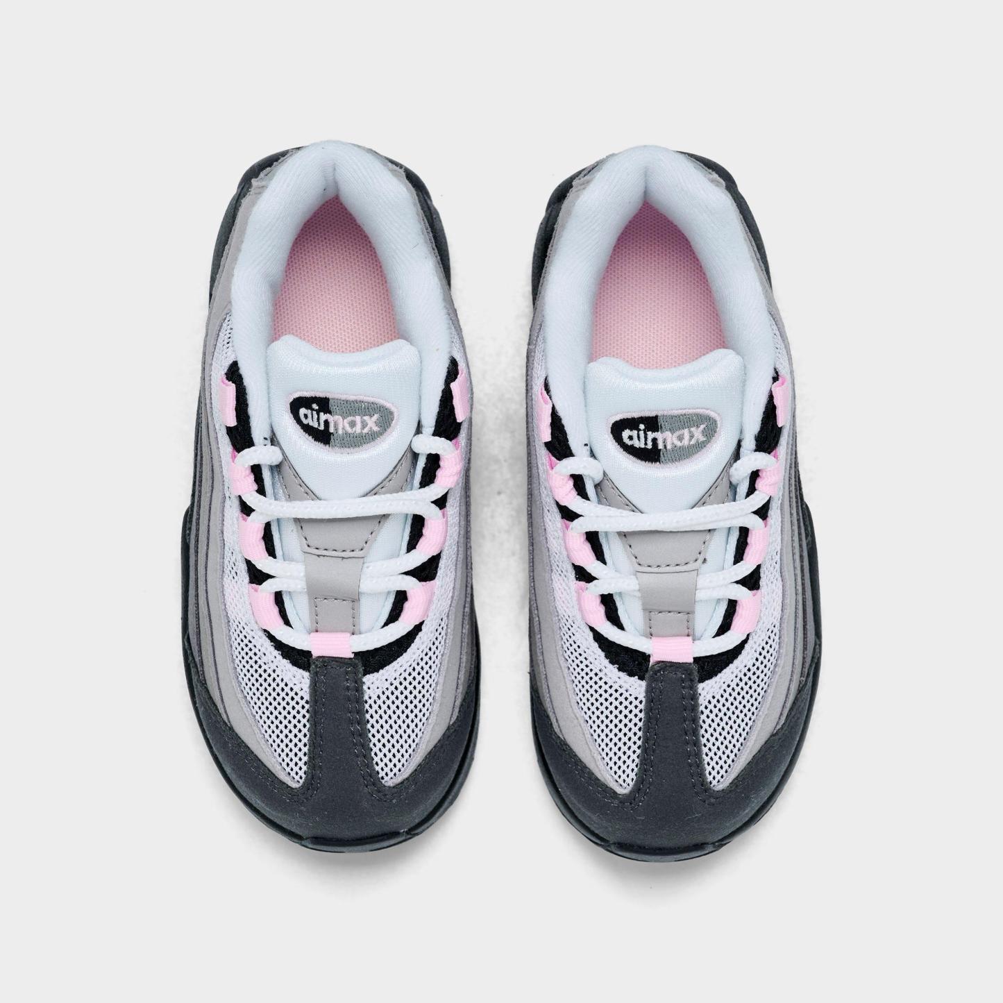 Kids' Toddler Nithtke Air Max 95 Casual Shoes - Black/Pink Foam/White/Medium Grey - Top view