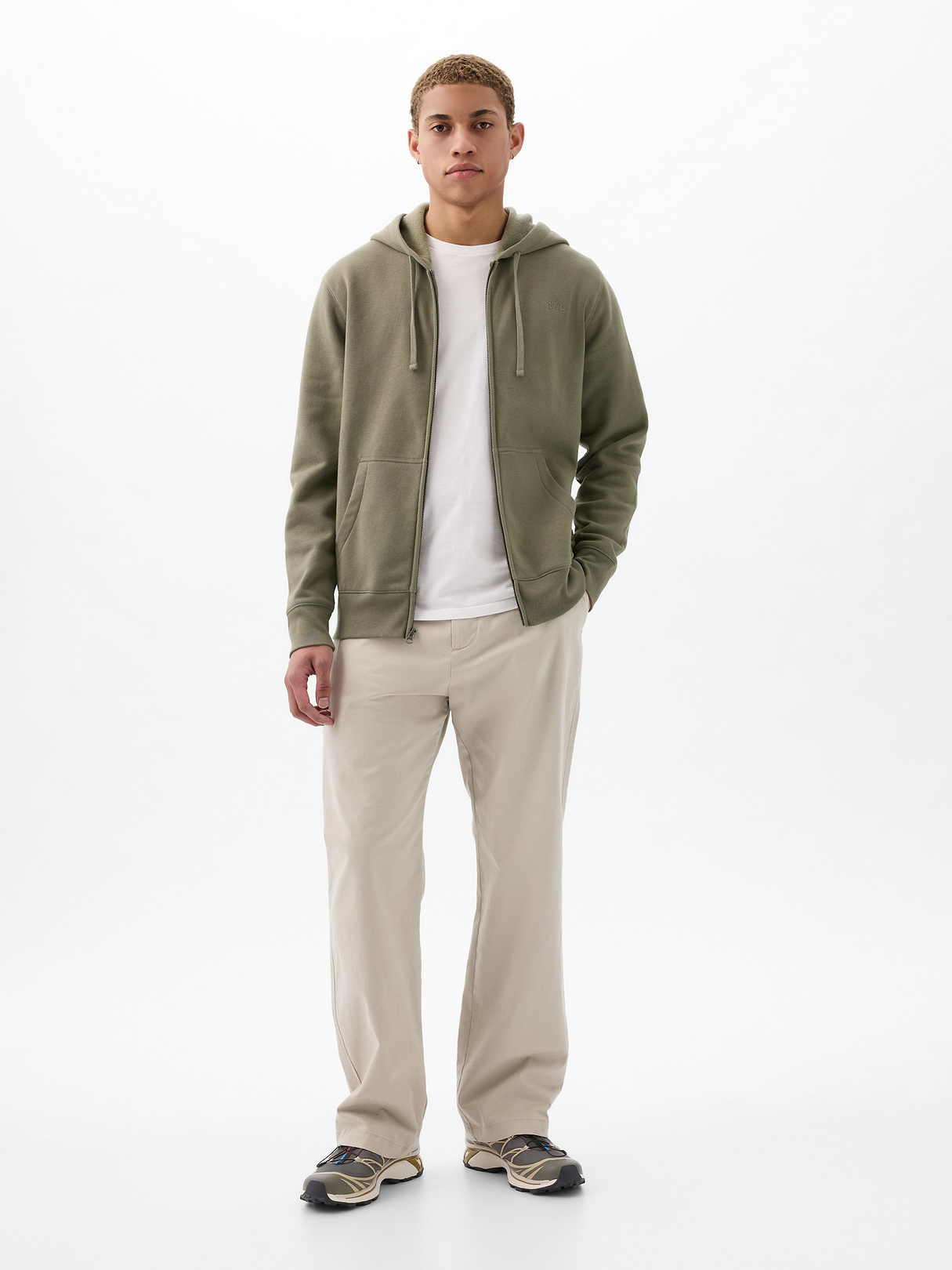 Adult VintageSoft Arch Logo Zip Hoodie - sage green
