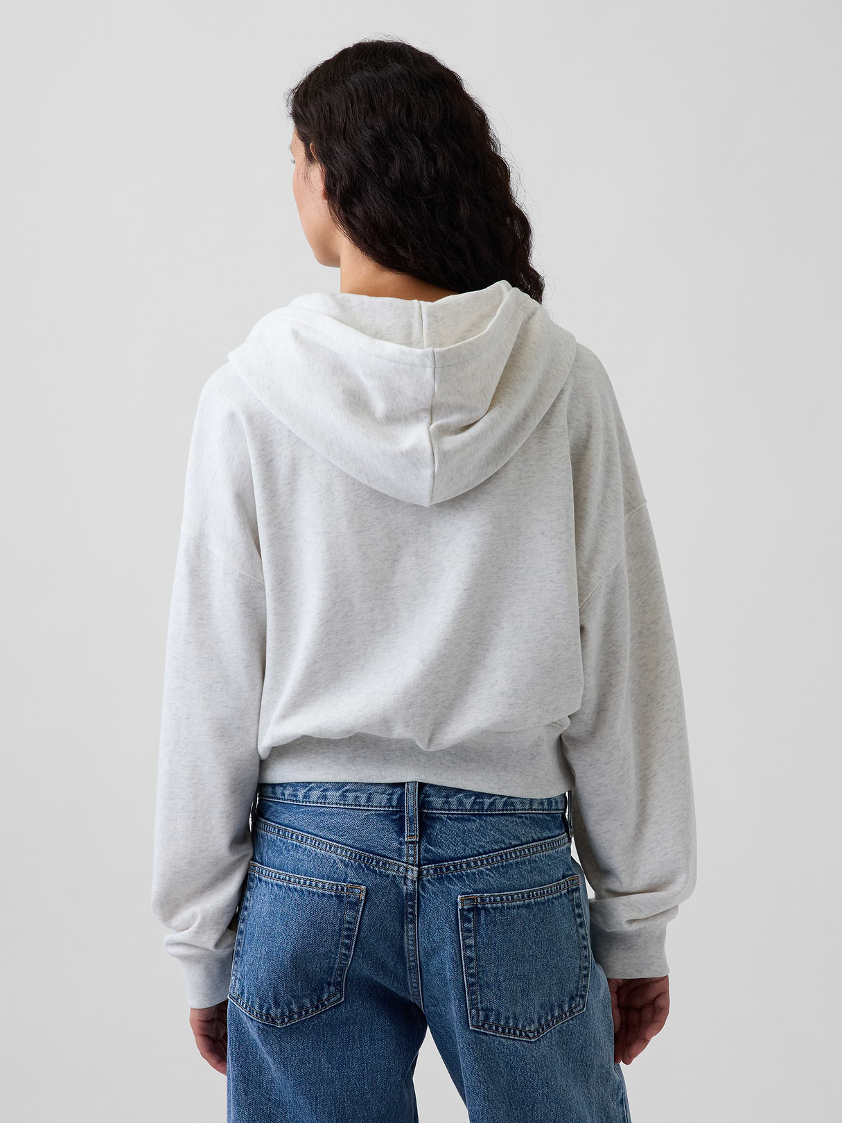 VintageSoft Terry Oversized Wedge Zip Hoodie - Pale heather grey